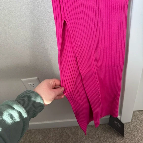 NWT ASTR The Label Loriana Dress Size XL Pink Ribbed Bodycon Off the Shoulder - Picture 8 of 16